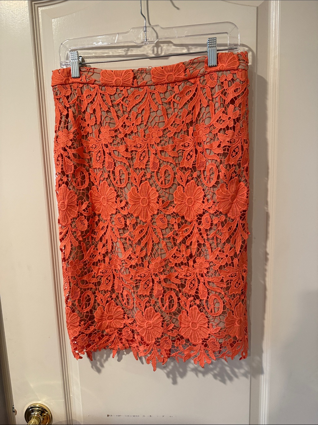 Alice + Olivia Orange Floral Crochet Lace Pencil Skirt